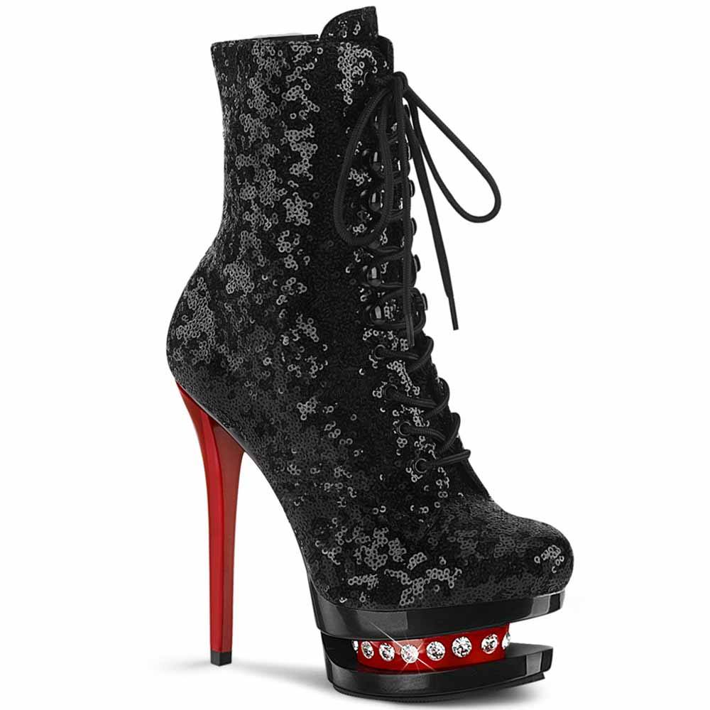 Pleaser - BLONDIER1020 Bottes de plateforme, Pole dance chaussures - Chaussures de pole dance - Noir/Rouge Product image